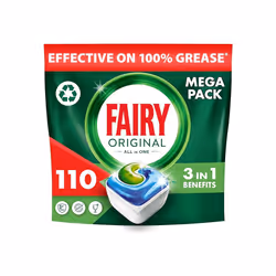 Fairy All-In-1 Dishwasher Tablets Bulk, 110 Tablets, Original, Effective Even On Dried-On Grease
