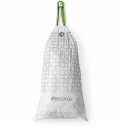 Brabantia PerfectFit Bin Liners (Size G/23-30 Litre) Thick Plastic Trash Bags with Tie Tape Drawstring Handles (40 Bags)