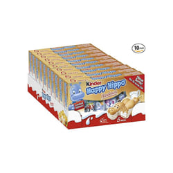 Kinder Happy Hippo Hazelnut Biscuit Bars, Bulk Chocolate Gift, Crispy Wafer with Milk Chocolate and Hazelnut Filling, Pack of 10 x 103.5g