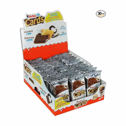 Kinder Cards Wafer Biscuit, Bulk Chocolate Gift Pack, Crispy Wafer with Creamy Milk and Cocoa Filling, Pack of 30 x 25.6g