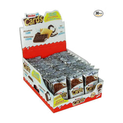 Kinder Cards Wafer Biscuit, Bulk Chocolate Gift Pack, Crispy Wafer with Creamy Milk and Cocoa Filling, Pack of 30 x 25.6g