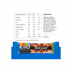 KIND Bars, Gluten Free Snack Bars, Fruit & Nut, High Fibre, Healthy Snack, No Artificial Colours, Flavours or Preservatives, Multipack 12 x 40g