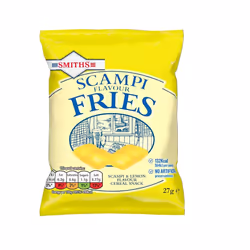 Smith's Savoury Selection Scampi & Lemon Fries 27g (Sheet of 24 Bags) - Scampi and Lemon Flavor Cereal Snack [Packaging may vary]