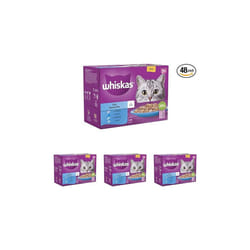WHISKAS 7+ Cat Pouches Fish Favourites in Jelly 12 x 85 g (Pack of 4)