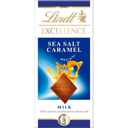 Lindt EXCELLENCE Milk Chocolate, Sea Salt & Caramel Bar, 100g (Pack of 10)