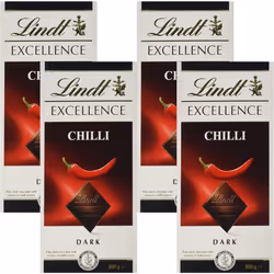 Lindt Excellence Dark Chilli Chocolate Bar Each 100g (Pack of 4)