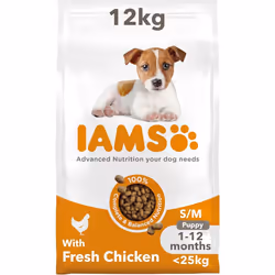 IAMS Complete Dry Dog Food for Puppy Small and Medium Breeds with Chicken 12 kg