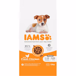 IAMS Complete Dry Dog Food for Puppy Small and Medium Breeds with Chicken 12 kg