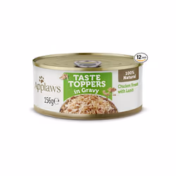 Applaws 100% Natural Wet Dog Food Tins, Grain Free Chicken and Lamb in Gravy, 156g (Pack of 12)