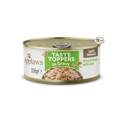 Applaws 100% Natural Wet Dog Food Tins, Grain Free Chicken and Lamb in Gravy, 156g (Pack of 12)