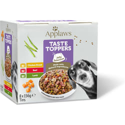 Applaws Natural Wet Dog Food Tin, Grain Free Meat Selection with Vegetables in Jelly 156g (8 x 156g Tins)