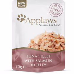 Applaws Pack of 16 Natural Wet Cat Food Tuna with Salmon in Jelly 70 g Pouch & Natural Wet Cat Food Tuna in Jelly Pouch Adults Cats 16x 70g Pouches