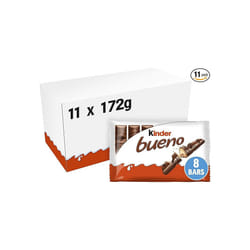 Kinder Bueno Wafer Twin Chocolate Bars Bulk Chocolate Box Gift Pack Milk Chocolate Covered Wafer with Milky and Hazelnut Filling Pack of 11 x 8 88pcs