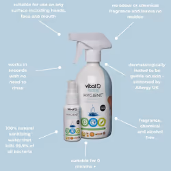 Vital Baby Hygiene Aquaint Sanitising Water, 50ml, Anti Bacterial Spray Baby Safe Hand Sanitiser Surface Sanitiser, Odour Free and Tasteless