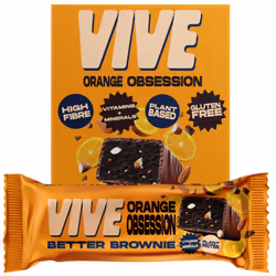 Vive Better Brownie Chocolate Orange with Immunity Vitamins - Low Calorie Vegan Treat - Healthy Protein Snack - Pack of 15