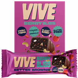 Vive Better Brownie Chocolate Berry Bliss with Immunity Vitamins - Low Calorie Vegan Treat - Healthy Protein Snack - Pack of ...