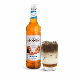 MONIN Premium Caramel Sugar Free Syrup 1L for Coffee and Cocktails. Vegan-Friendly, Allergen-Free, 100 Percent Natural Flavours and Colourings.