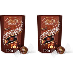 Lindt Lindor Hazelnut Chocolate Truffles Box Chocolate Balls with a Smooth Melting Filling, 200 g (Pack of 2)