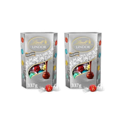 Lindt Lindor Silver Assorted ChocolateTruffles Box Large - Approx 26 balls, 337g - Chocolate Truffles with a Smooth Melting Filling - Gift Present or