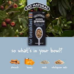 Eat Natural Protein Bars, Breakfast Bars, Protein Granola Cereal - Almonds, Seeds & Honey Granola with Whole Grain Oats - 400g x 5 Pack - Suitable for