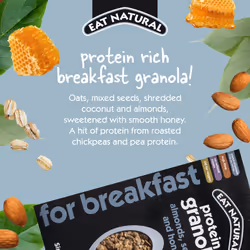 Eat Natural Protein Bars, Breakfast Bars, Protein Granola Cereal - Almonds, Seeds & Honey Granola with Whole Grain Oats - 400g x 5 Pack - Suitable for