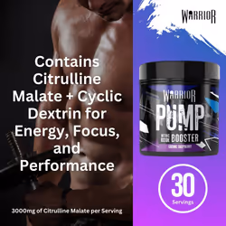 Warrior Pump Non Stim Pre-Workout Powder 225g  Nitric Oxide Supplement Contains Dextrin for Energy Focus & Performance 30 Servings (Cosmic Raspberry)