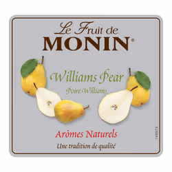 MONIN Pear Williams Fruit Mix Puree 1L for Cocktails Smoothies & Mocktails Allergen-Free 100% Natural Flavours & 2-in-1 Pear Puree & Sugar Syrup
