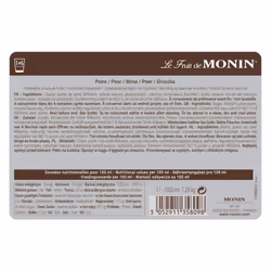 MONIN Pear Williams Fruit Mix Puree 1L for Cocktails Smoothies & Mocktails Allergen-Free 100% Natural Flavours & 2-in-1 Pear Puree & Sugar Syrup