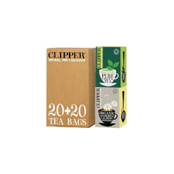 Clipper Organic Pure Green Tea (Pack of 6) & Organic Infusion Chamomile 20 Tea Bags (Pack of 6)
