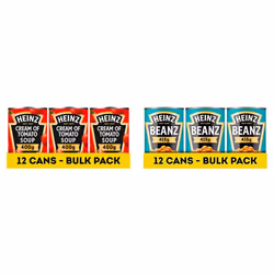 Heinz Classic Soup: Cream of Tomato Soup, 400 g (Pack of 12) - vegetarian soup with plant power & Beanz, 415 g (Pack of 12) - ...