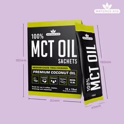 Natures Aid MCT Oil 15 x 15ml Sachets - Add to Coffee Shakes Smoothies or Dressings - 100 Percent Premium Coconut Oil Pure Sustainably Sourced Vegan