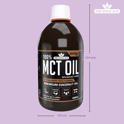 Natures Aid MCT Oil 500ml Hazelnut - Add to Coffee Shakes Smoothies or Dressings - 100 Percent Premium Coconut Oil Pure Sustainably Sourced Vegan