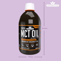 Natures Aid MCT Oil 500ml Caramel - Add to Coffee Shakes Smoothies or Dressings - 100 Percent Premium Coconut Oil Pure Sustainably Sourced Vegan