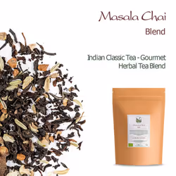 Masala Chai Organic Black Tea - Indian Black Tea Blended With Spices - Loose Leaf Englisch Style Breakfast Tea 200g