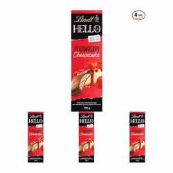 Lindt Hello Milk Chocolate Strawberry Cheesecake Chocolate Bar, 100g (Pack of 4)