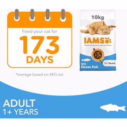IAMS Complete Dry Cat Food for Adult 1+ Cats with Ocean Fish 10 kg
