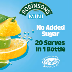 Robinsons Mini - No Added Sugar - Low Calorie - Lemon and Lime - Makes 20 Drinks Per Pack, 6 x 66 ml Packs