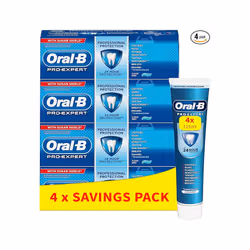 Oral-B Pro-Expert Professional Protection Toothpaste, 500 ml (125 ml x 4), Shipped in Eco-Friendly Recycled Carton