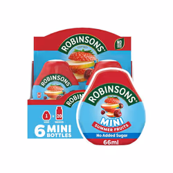 Robinsons Mini - No Added Sugar - Low Calorie - Summer Fruits - Makes 20 Drinks Per Pack - 6 x 66 ml Packs