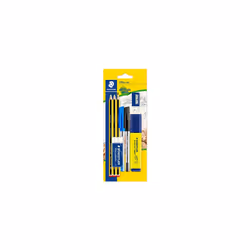 STAEDTLER 60 BK-4 Noris Office Set - Assorted Stationery Pack with 3 Graphite Pencils, 2 Pens, Highlighter, Eraser & Sharpene ...