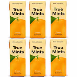 True Mints Orange Flavour (12-pack) - Sugar Free Mints - Xylitol Mints - Fruit Pastilles - Sugar Free & Plantbased Travel Swe ...