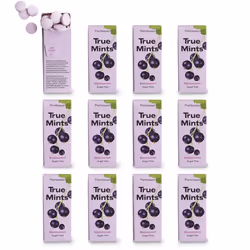 True Mints Blackcurrant Flavour (12-pack) - Sugar Free Mints - Xylitol Mints - Fruit Pastilles - Sugar Free & Plantbased Trav ...