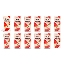 True Mints WATERMELON Flavour (12-pack) - Sugar Free Mints - Xylitol Mints - Fruit Pastilles - Sugar Free & Plantbased Travel Sweets with Natural