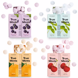 True Mints Mixed Flavours (12-pack) - Sugar Free Mints - Xylitol Mints - Fruit Pastilles - Sugar Free & Plantbased Travel Swe ...