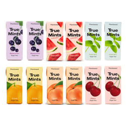 True Mints MIXED 6 Flavours (12-pack) - Sugar Free Mints - Xylitol Mints - Fruit Pastilles - Sugar Free & Plantbased Travel Sweets with Natural