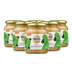 Biona Organic Sauerkraut Multipack 6x680g - Infused with Juniper Berries - Fresh, Naturally Fermented Organic White Cabbage - Pasteurised - High in