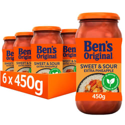 BENS ORIGINAL Sweet and Sour Extra Pineapple Sauce Jar, Bulk Multipack 6 x 450 g