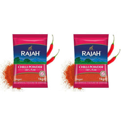 Rajah Spices Chilli Powder | Lal Mirch Powder | Mirch Powder | Chilli | Red Chilli Powder | Hot Chilli Powder | (1kg) (Pack of 2)