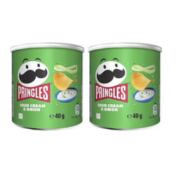Pringles Sour Cream & Onion Crisp Cans, 12x40g (Pack of 2)
