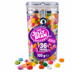 The Jelly Bean Factory, Gourmet Jelly Beans 700 g Jar - 36 Natural, Huge Jelly Fruit Flavours, Retro American Sweets, Chewy J ...